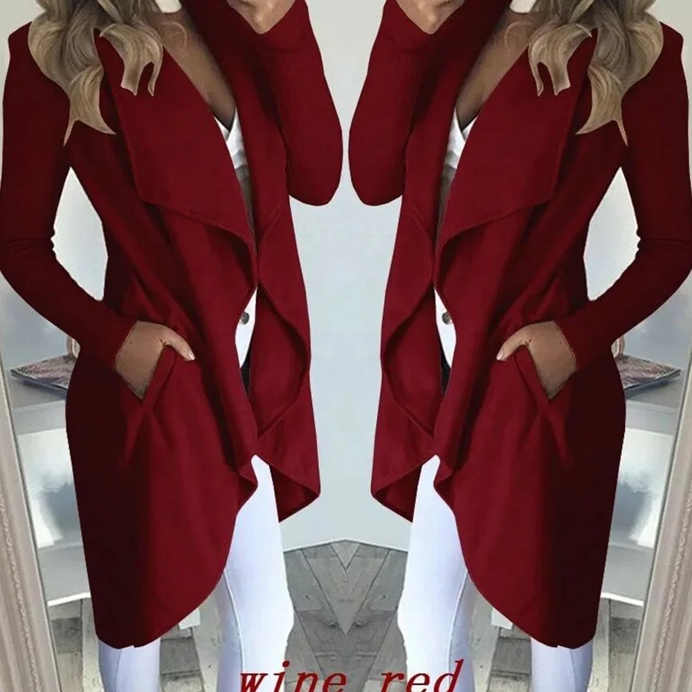 Plus Size Outwear Waterfall Sweater Cardigan Jumper Loose Coats Long Sleeve Jacket for Women