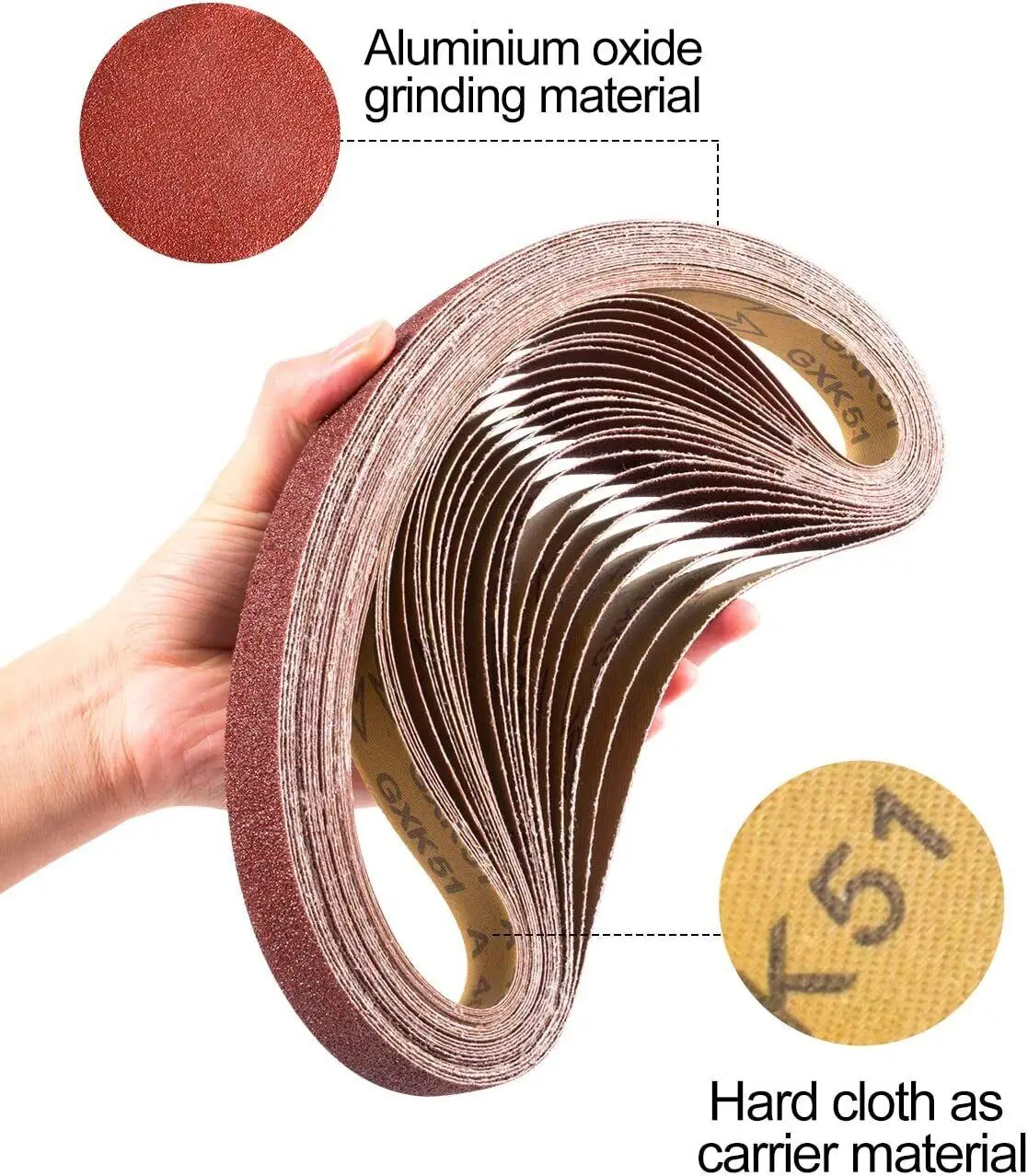 18PCS 1x42 inch Sanding Belts Belt Sander Sandpaper 60 80 120 150 240 400 Grit 18PCS-Set,24Set-Carton