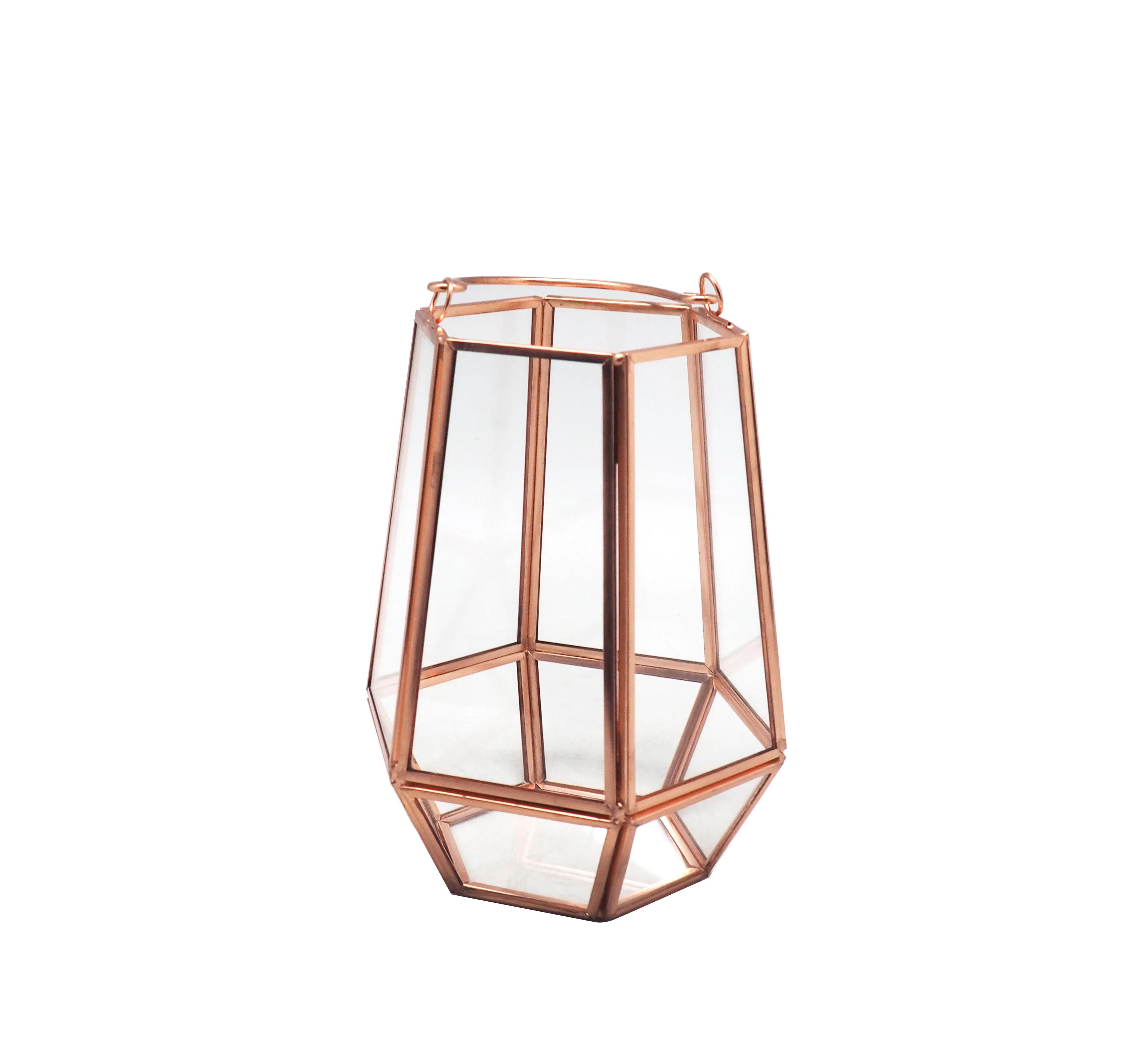 New style home decor square glass and gold lantern candle holder