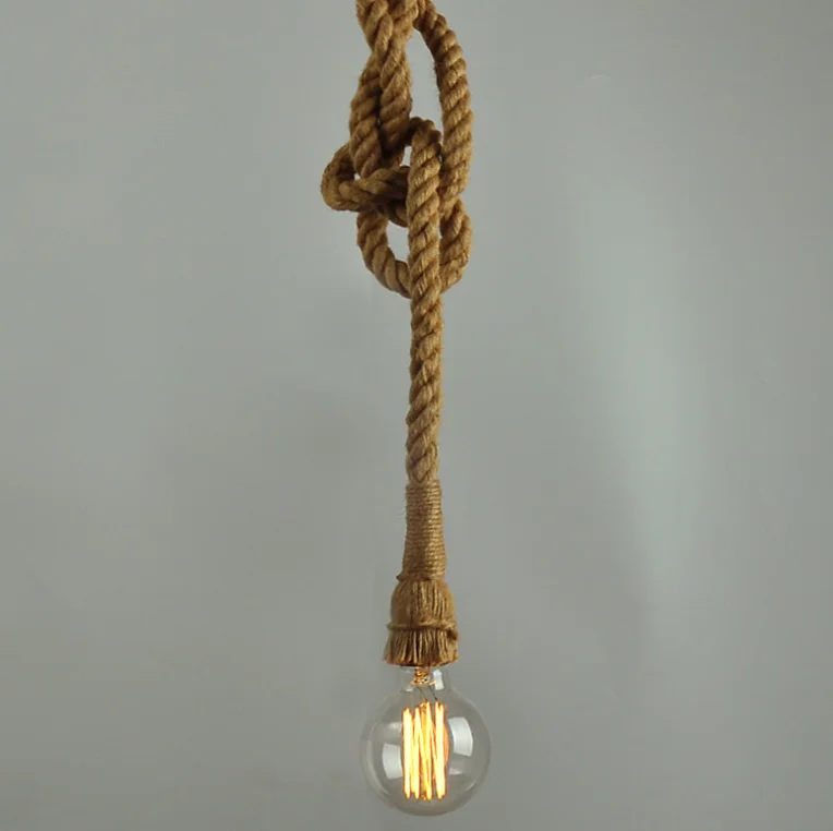 Винтажные подвесные светильники E27 светодиодный светильник из пеньковой веревки в стиле ретро лофт современное освещение «сделай сам» украшение для ресторана