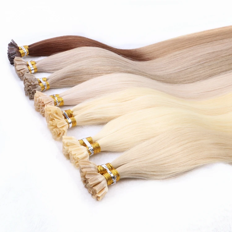 Natural Virgin Human Nail Hair U Tip 20Inch Natural Russian U Tip Hair Extensions For Women