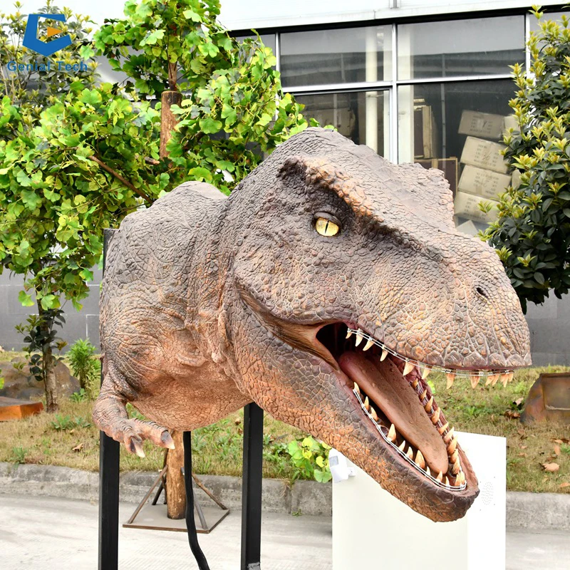 SGD10 Wall Mounted T-Rex Dinosaur Head Silicone Dinosau T-rex Animatronic Model For Shopping Mall Decoration
