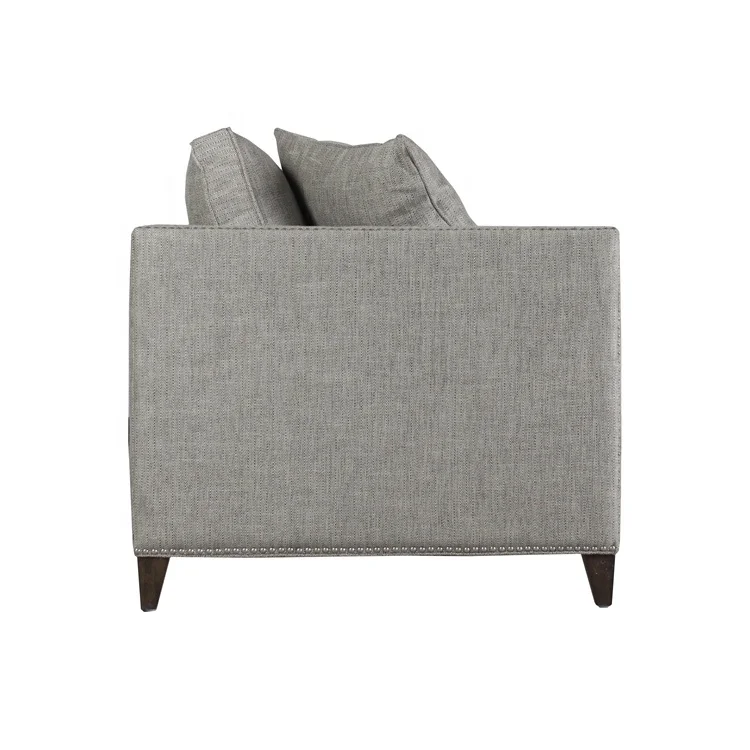 300000 SKU ODM Shayne Luxury Customize American Living Room Furniture Gray Fabric Vintage Sofa Set 2 Seater