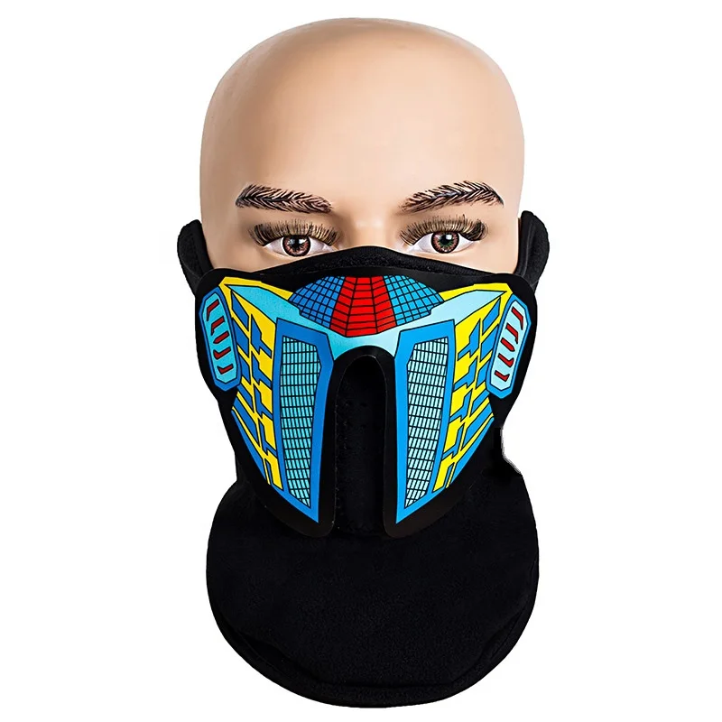 Custom Sound Activated El Half Panel Mask Light Up Scary Mask Glowing LED Face Mask for Festival Party Gifts