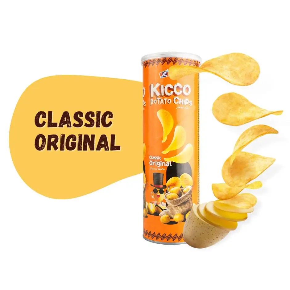 New Arrival Malaysia Hot Selling HALAL Classic Original Kicco Potato Chips Wholesale Snacks Keto Option Canister 100g Packaging