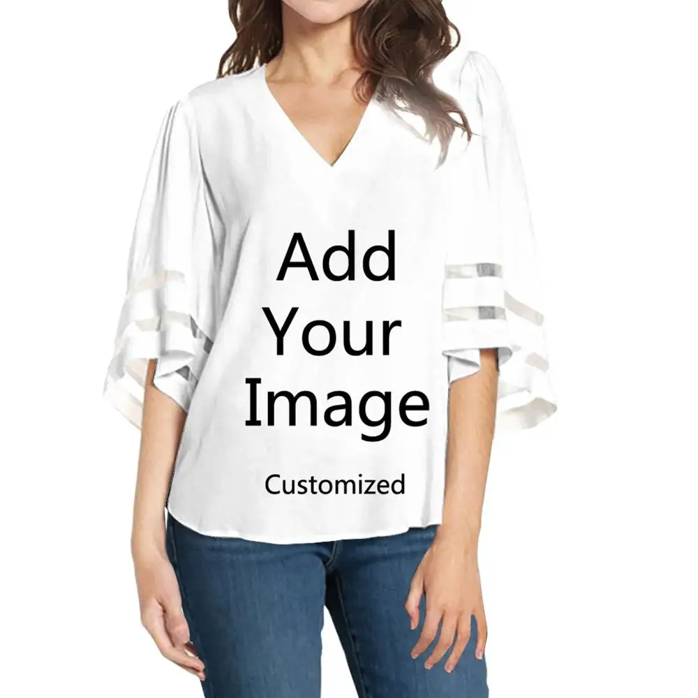 
Summer Hot Sale Clothing Fluorescent Yellow Neck Bell Sleeve Tops Loose Chiffon Blouse Shirts Brand Clothes Women Image Custom 