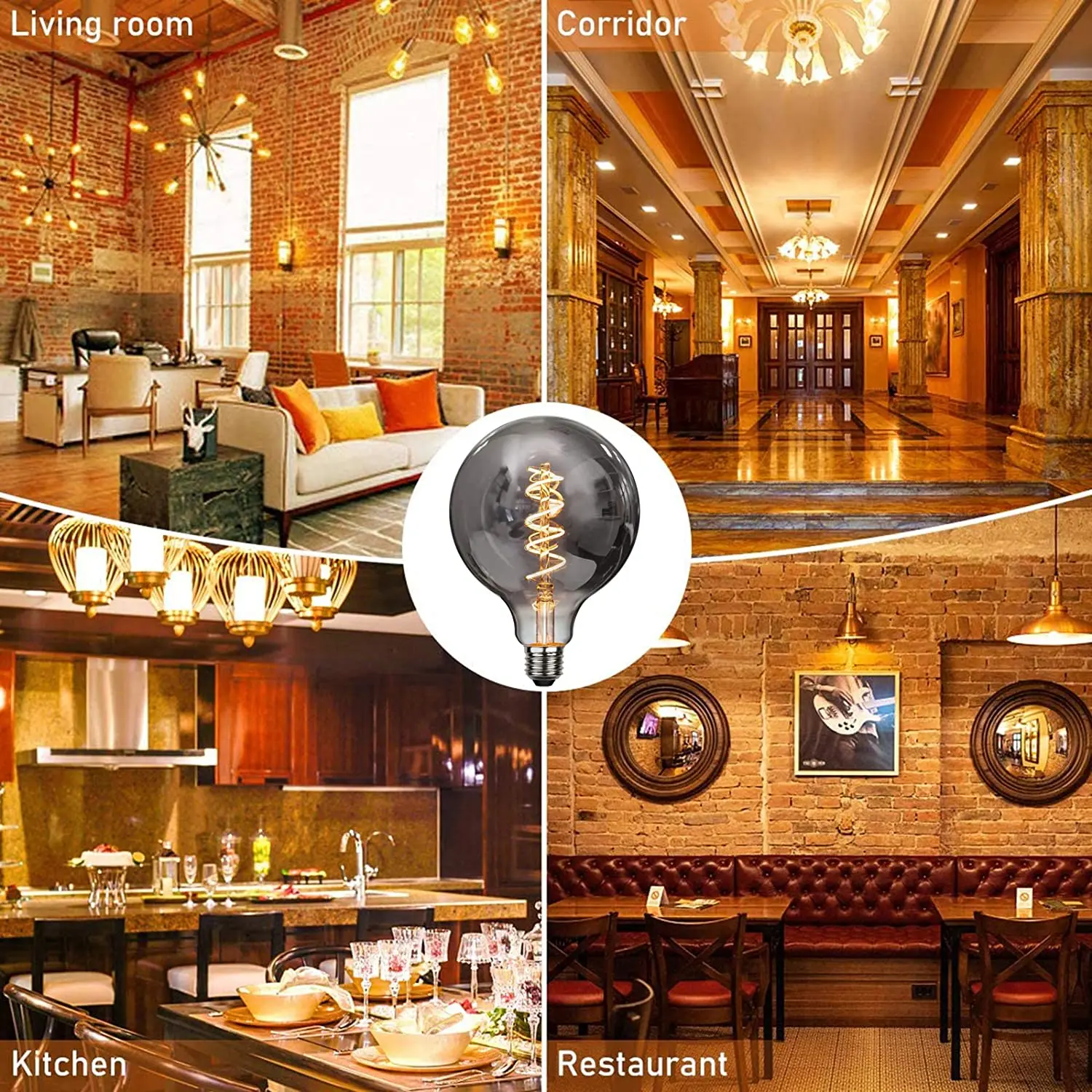 Wholesale Globe ERP Smoky Grey Amber glass e26 e27 retro Antique vintage dimmable decorative retro led edison filament bulb