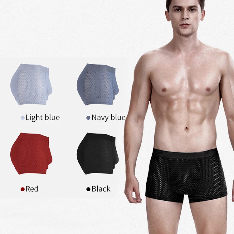 XT042 mid waist 4 colors breathable latex hip pads butt padding underwear for men
