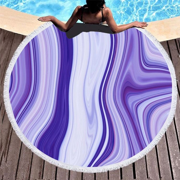 
RTS Hot Selling Tie Dye Marble Round Beach Towel With Tassels 