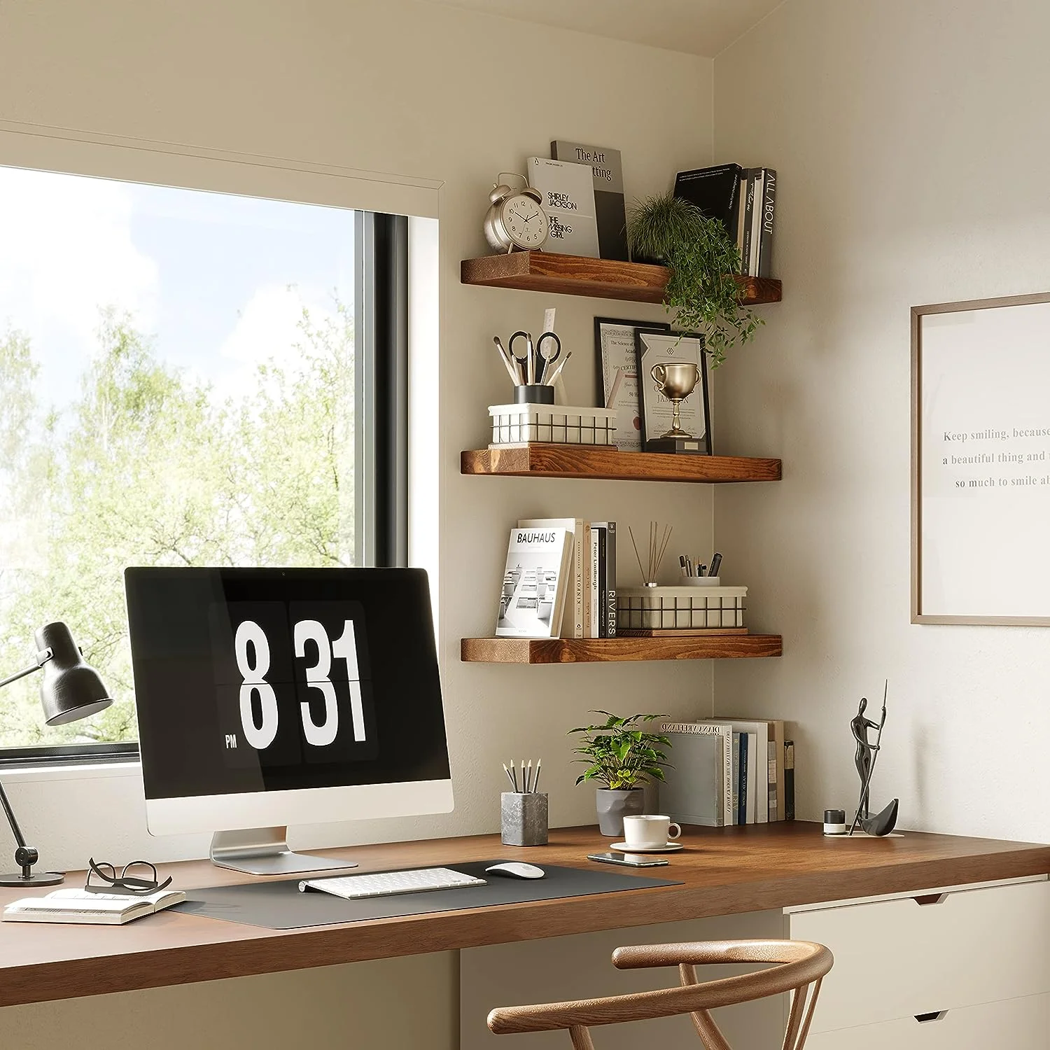 High quality bedroom storage decorative wall shelf bookshelf wooden floating shelf