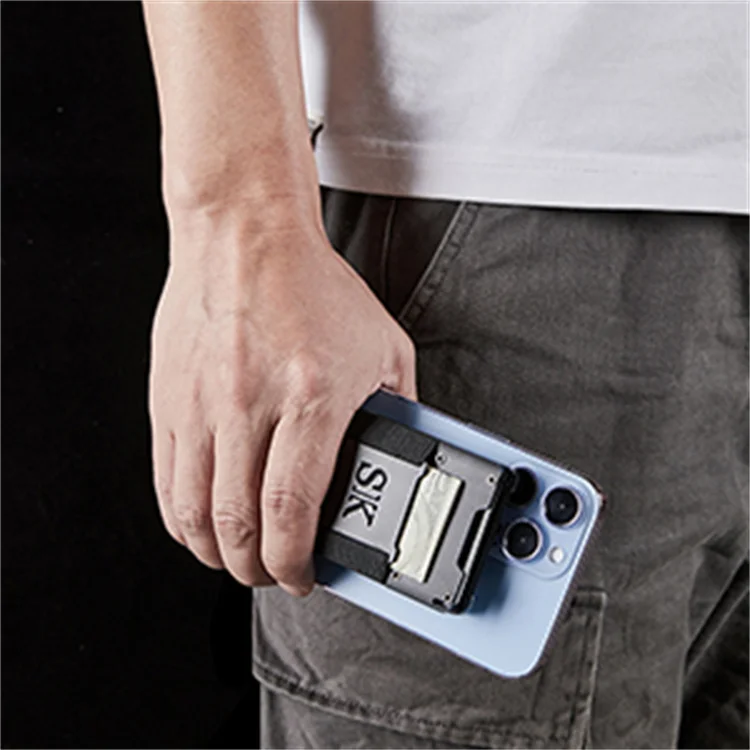 Custom Logo Id Business Liscense Card Holder Rfid Anti Theft Smart Wallet for Men With Elastic Band