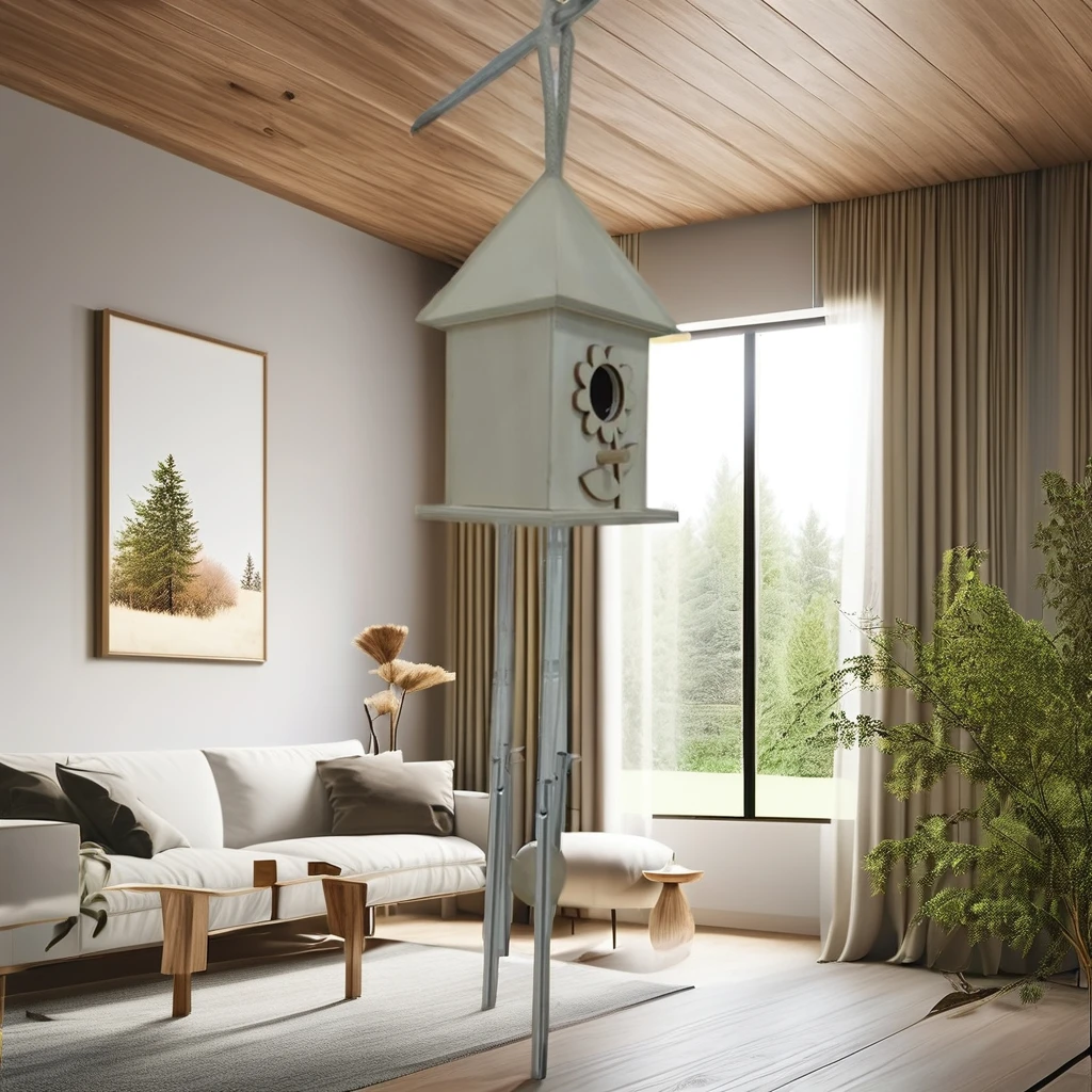 Customizable Outdoor Bird House Wooden Nest with Love Style Wind Chimes Pine and Plywood Model Home Decor