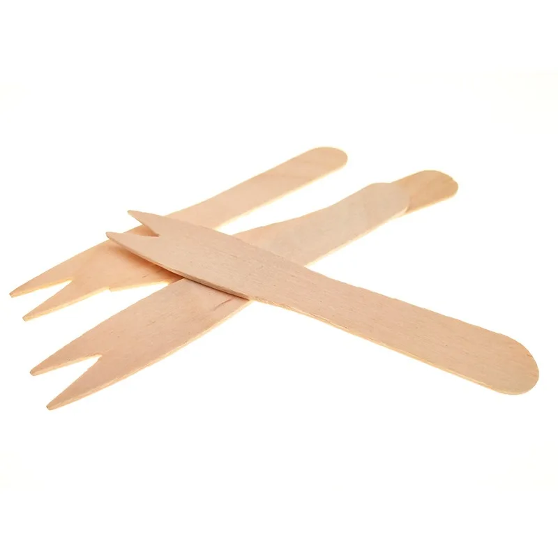 Factory Wholesale Custom Printing Birch Wooden Disposable Chip Wooden Fruit Fork