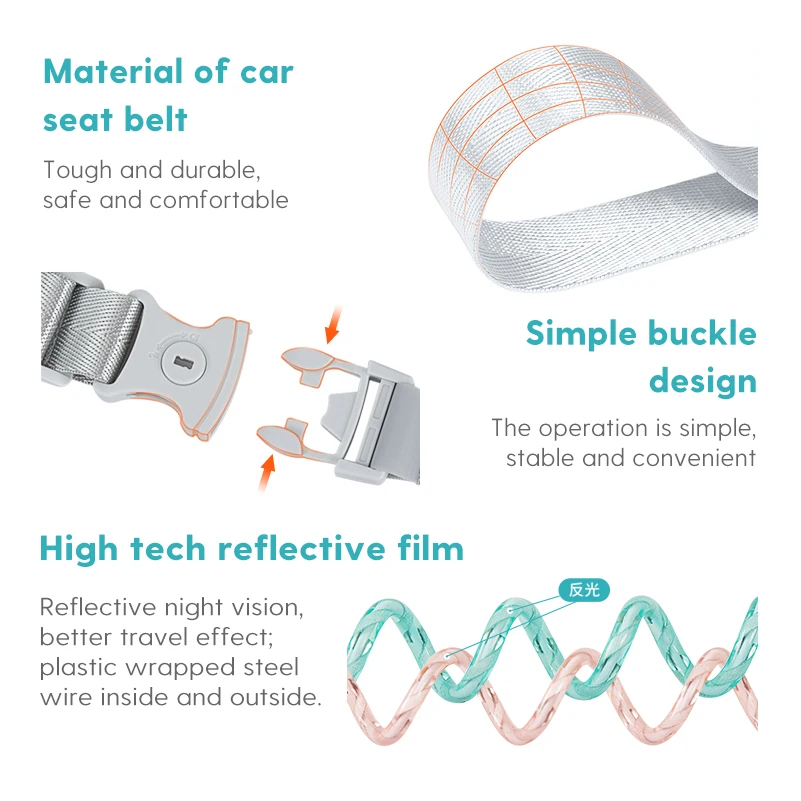 Boboduck High Quality 2 Pieces Custom Made Baby Traction Rope Shoulder Strap Anti-Lost Belt