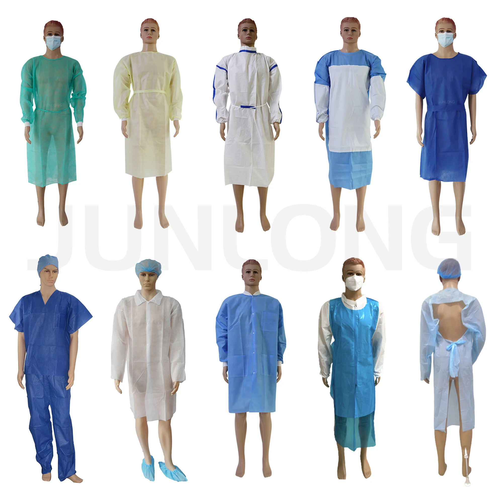waterproof  PP+ PE non sterile isolation gown with cuff disposable aami level 2 gowns