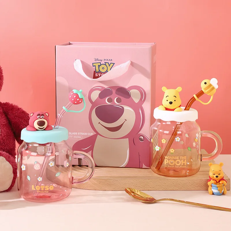 MAIMAI High-value ins wind glass home breakfast cartoon cute high temperature resistant straw cup wholesale gift mug