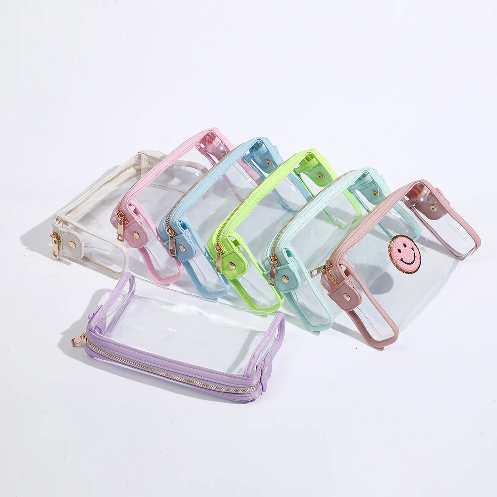 Clear Pvc Makeup Cute Transparent Women Everything Make Up Brush Pouch Toiletry Portable Travel Clutch Purse Cute Cosmetic Bag