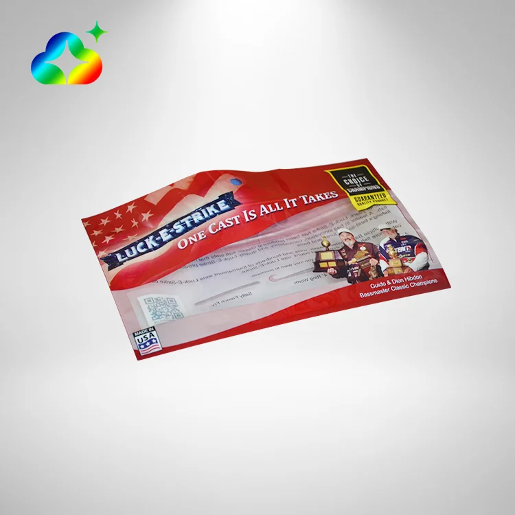 Custom Printing Soft Plastic Ziplock Fishing Lure Bait Packaging Bags With Logos And Hanging Hole