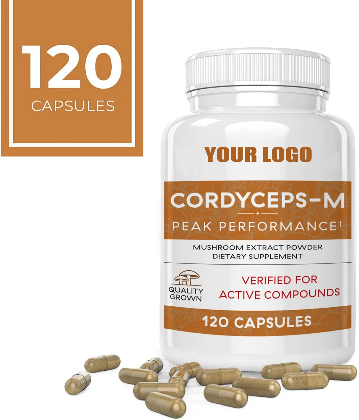 Non-GMO Cordyceps Performance Mushroom Extract Powder Supplement capsules Improve Energy and Endurance