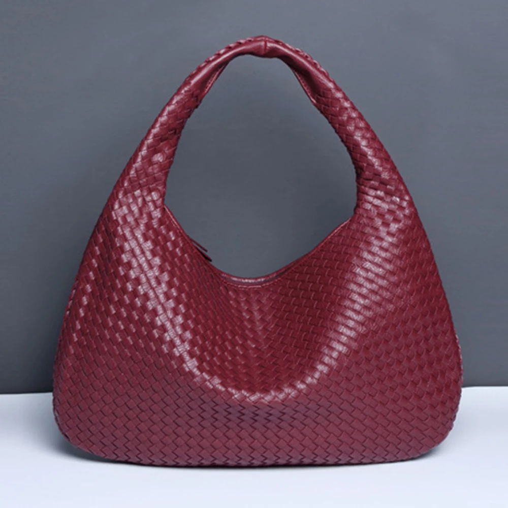 Dropshipping Woven Bag Vegan Leather Hobo Handbags for Women Top-handle Shoulder Tote Braided Bag Underarm Purse
