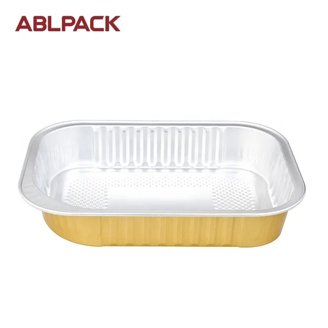 wholesale custom factory 320ml Airline container Disposable aluminium foil food containers baking pans dish plate with lid