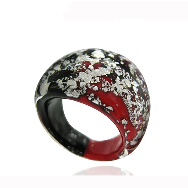 Multicolor lampwork art Crafts Dome Murano Glass Ring