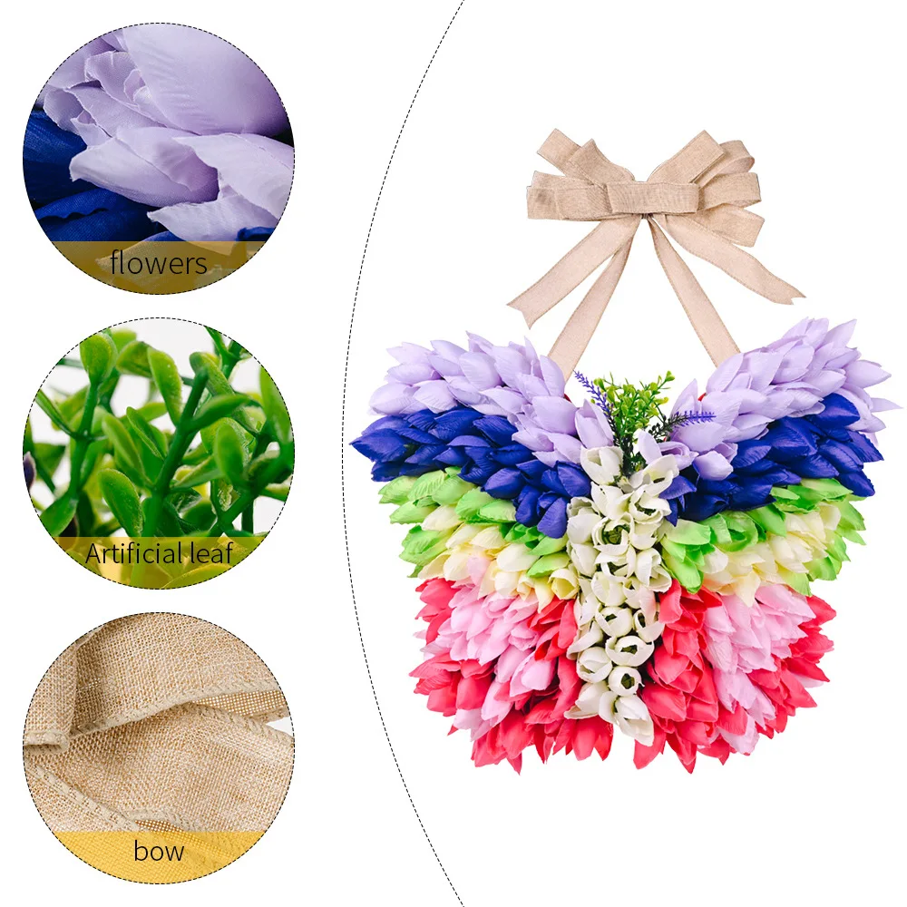 Butterfly Shaped Tulip Wreath Spring Creative Butterfly Garland Door Wall Pendant Artificial Floral Wreath Decor For Front Door