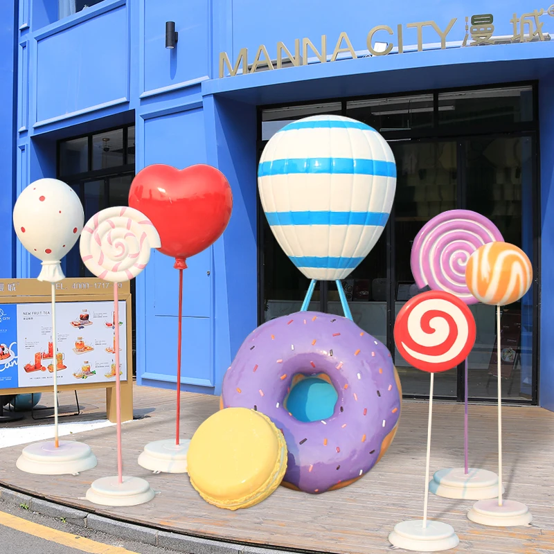fiberglass giant melting  candy cane lollipop sculpture decorations for kids play land