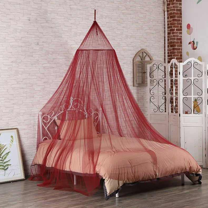 Wholesales Elegant Red Exotic Hanging Mosquito Nets Conical Home Bed Canopies