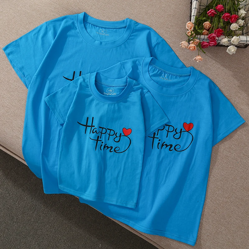 Хлопковая рубашка с коротким рукавом для родителей и детей, детская мультяшная простая футболка для родителей и детей, Прямая продажа с фабрики