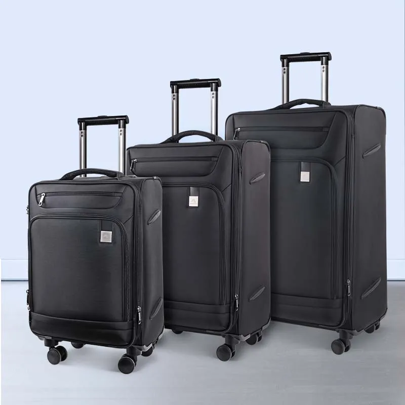 Designer style travel suitcases 20'26' inch soft trolley bag customized carry on luggage set with Aluminum trolley