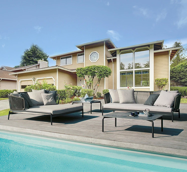 Патио наружная мебель ручной работы всепогодный трос 3 сиденья Премиум тикового дерева диван