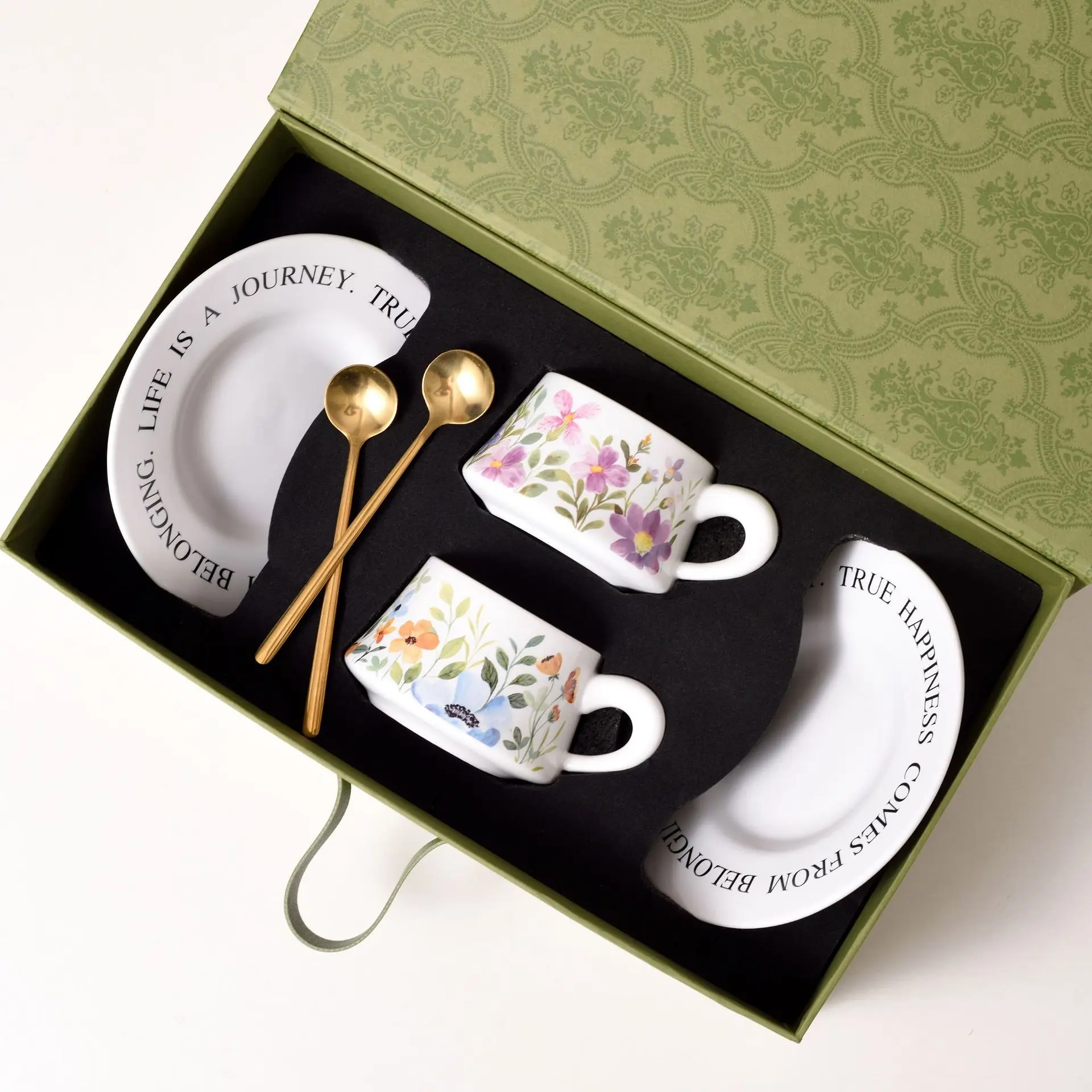 2 in 1 Coffee Cup Set Gift Box Ins Style Casual Restaurant Home Coffee Cup with handle