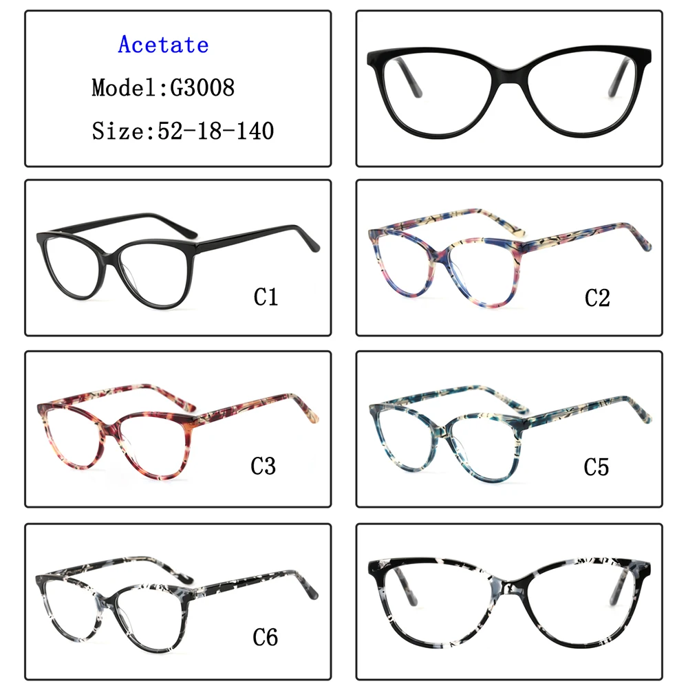 G3008, высококачественные оправы для очков кошачий глаз, модные мужские и женские ацетатные очки, оптические оправы для очков