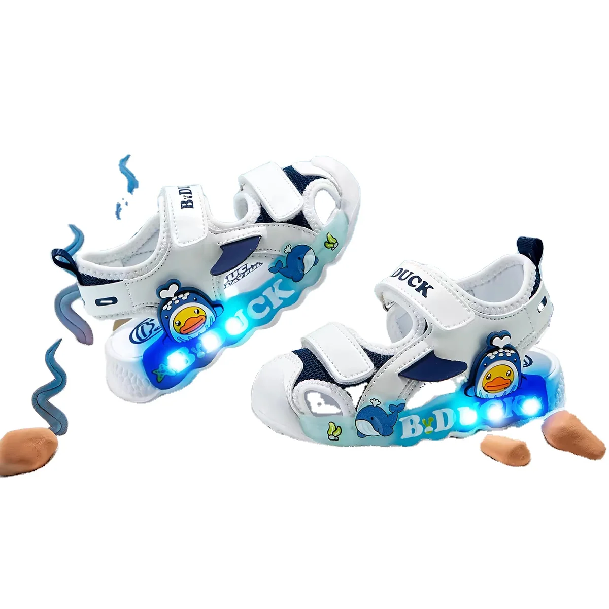 B.duck Children's Shoes Boy Sandal Summer Baby Girls Shoes Little Children's Light Shoes Fashion Unisex MD