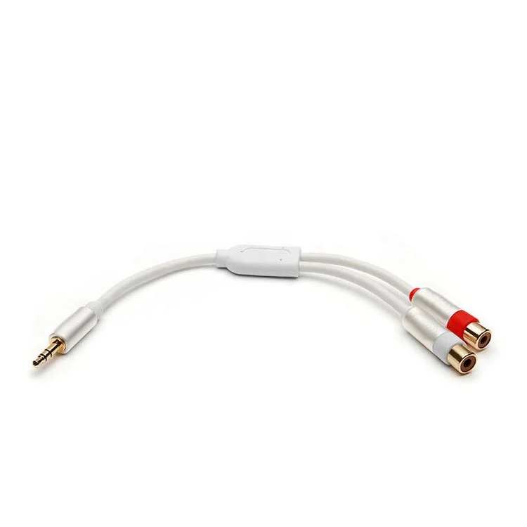 Aluminum Shell 3.5mm male to 2-Female RCA Stereo Audio for Home Theater