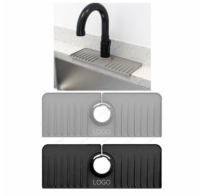 Gray Silicone Faucet Mat Kitchen Sink Splash Guard Upgraded Bathroom Faucet Water Catcher Mat