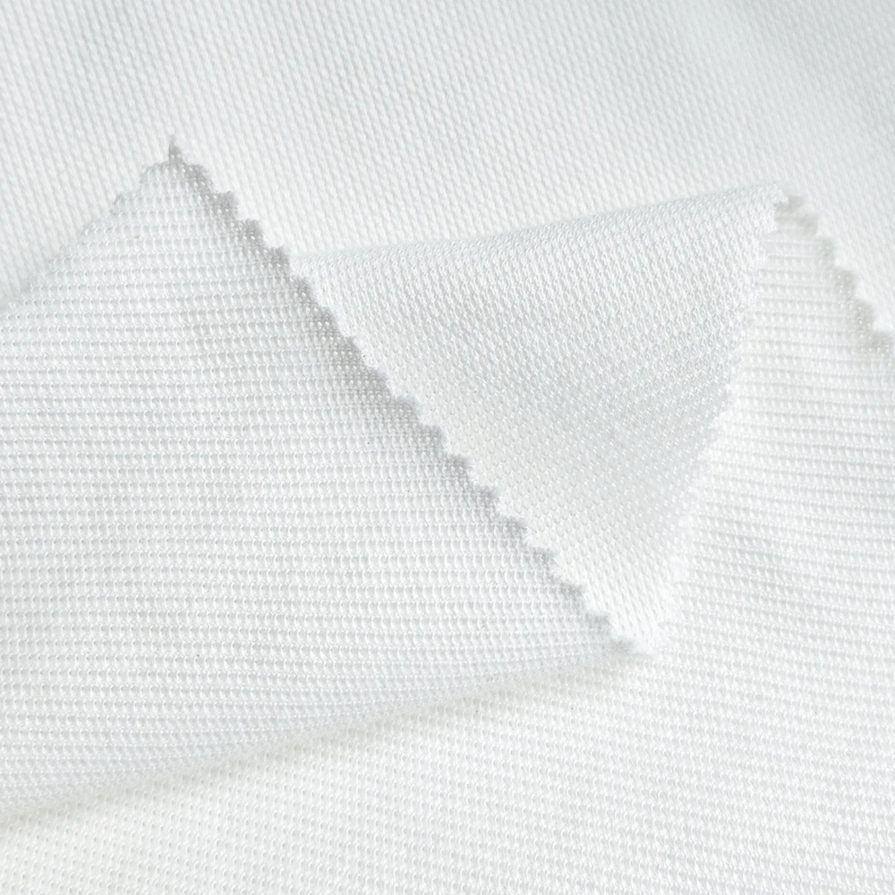 Wicking Breathable 200GSM TC 85/15 Polyester Cotton White Mesh Pique Fabric For Men Polo T-shirts Uniform
