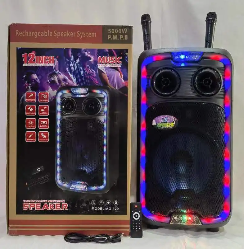 AO-129 двойной 12 дюймов сабвуфер сильный бас спикера этап DJ звуковая система беспроводной вечерние коробка активная акустическая