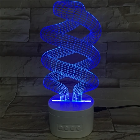 Unique Spiral Lamp 3D LED Night Light, Newest Acrylic Light Bilb Night Lamp With Speaker, Creative Wireless Speaker Nightlight