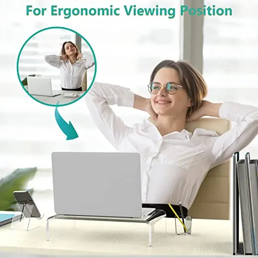 Customized Acrylic Monitor Stand, Desktop Riser Table Top with Storage Accessories, for Flat Screen LCD LED TV Display