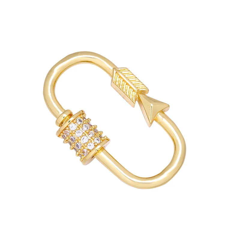 Glossy Copper Micro Inlaid Zircon Universal All-match Screw Carabiner Clasp For Necklace Making Diy Ornament Accessories
