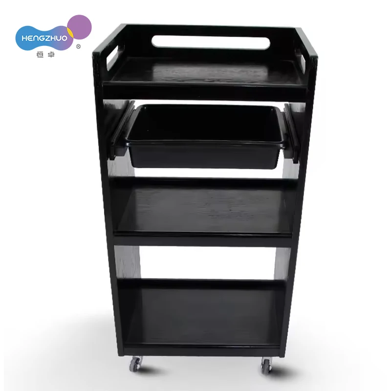 Salon Nail Trolley Cart for Hairdressing Tools Collecting Drawer Wood Paint Salon Furniture Storage Wooden Cart Wood Hair Spa