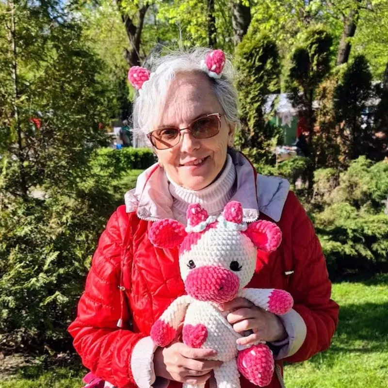 Custom Toys Pink Plushies Pelotes De Laine Strawberry Cow Stuffed Animal Plushie Plush Toy Cheveux Au Amigurumi Crochet Doll Cow