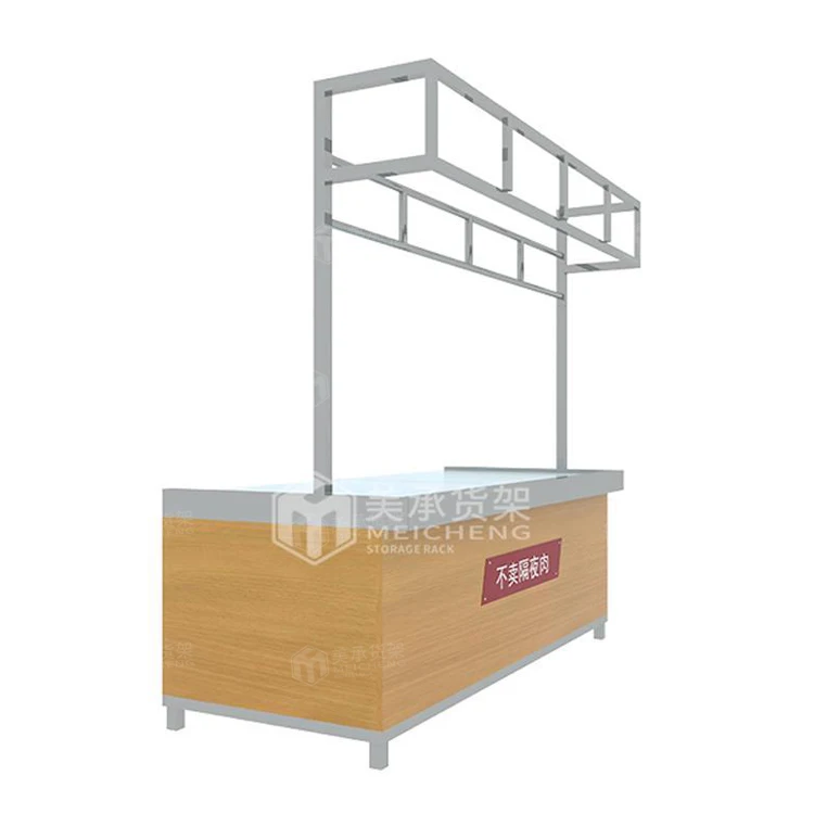 Meicheng Shop Racks Wooden Vegetable Stand Supermarket Steel Wood Fruit Vegetable Display Stand