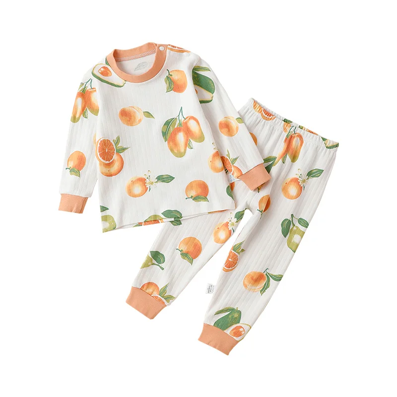 Cartoon Pattern Soft Cotton Kids Pajamas Kid Long Sleeve Sleepwear Sets Custom Printed