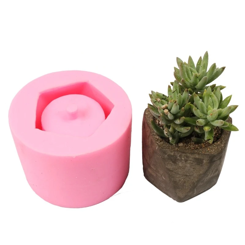 Decorative Durable Handmade 3D Cement Vase Succulents Silicone Flower Pot Mold Plant Molds