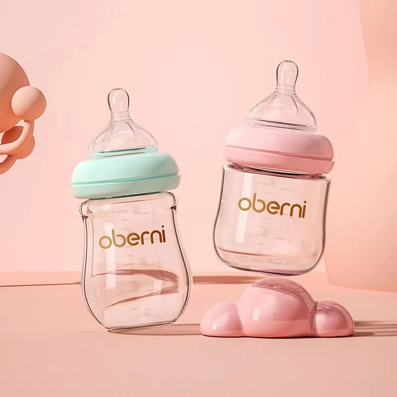 Baby Feeding Bottles Baby Breast Milk Bottle 120ml/150ml Baby Bottle High Quality High Borosilicate Glass Food Grade Silicone