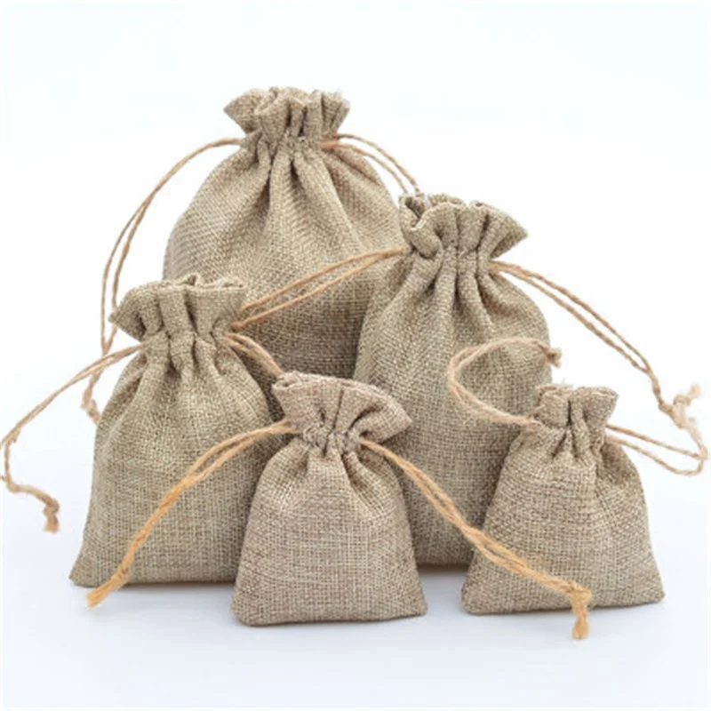 7x9cm 8x11cm Burlap Fabric Bag Jute Hemp Bags Wholesale Pouches jute burlap bags drawstring with logo