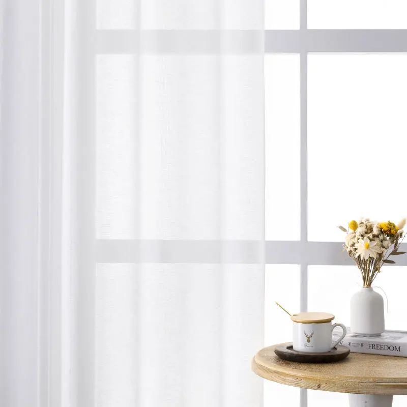 2 Piece Semi Sheer Voile Light Filtering Window Sheer Curtain Panels 54 W x 63 L Inch Long)